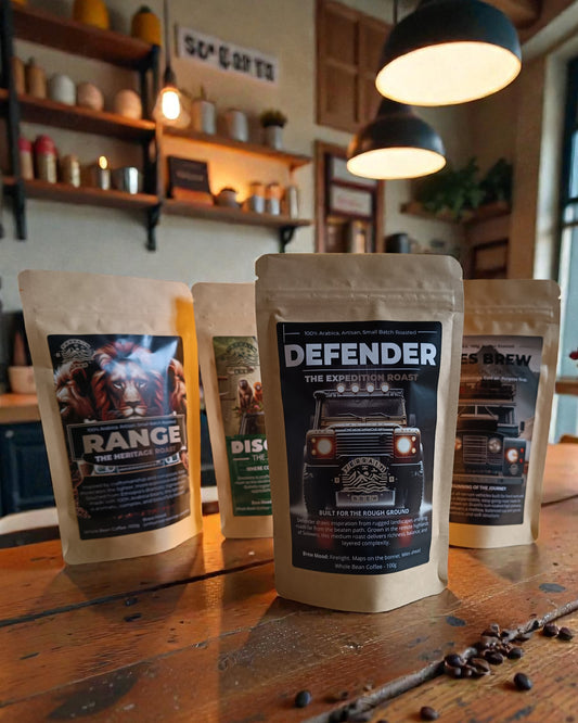 The Heritage Drive Gift Box - A journey through coffee, craft, and classic terrain.