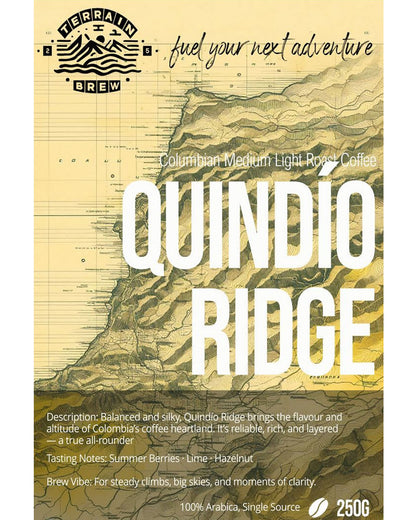 Quindío Ridge – Colombian Medium-Light Roast Juicy. Bright. Effortless.