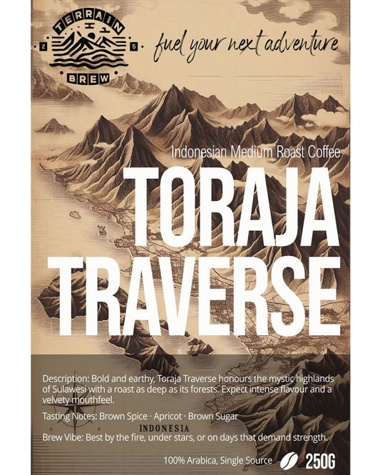 Toraja Traverse – Indonesian Medium Roast Warm. Sweet. Rugged.